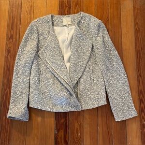 Joie Blue and White Boucle Tweed Blazer Jacket (L)